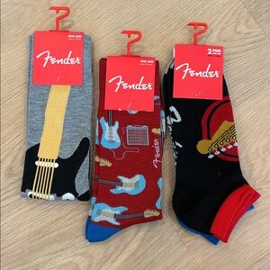 Fender Men's Musical Socks Set  2 ankle and 2 crew NWT